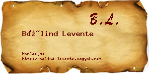 Bálind Levente névjegykártya